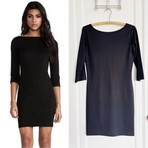 Amanda Uprichard • Boat Neck Bodycon Dress black ponte knit sheath mini stretch